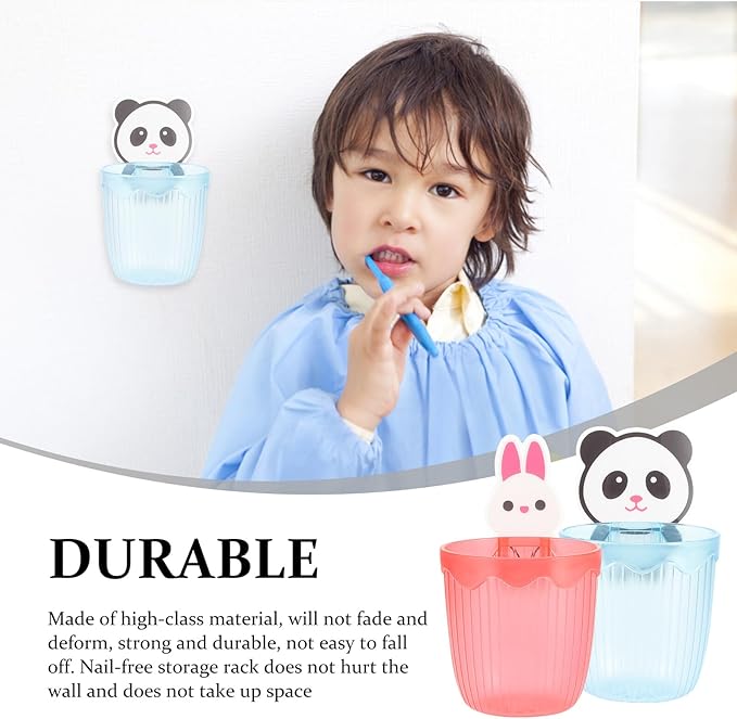 ABOOFAN 2Pcs Wall-Mounted Toothbrush Holder Plastic Storage Stand for Bathroom Hollow Design for Fast Drying and Easy Cleaning Home Organizer in Rose Red and Sky Blue