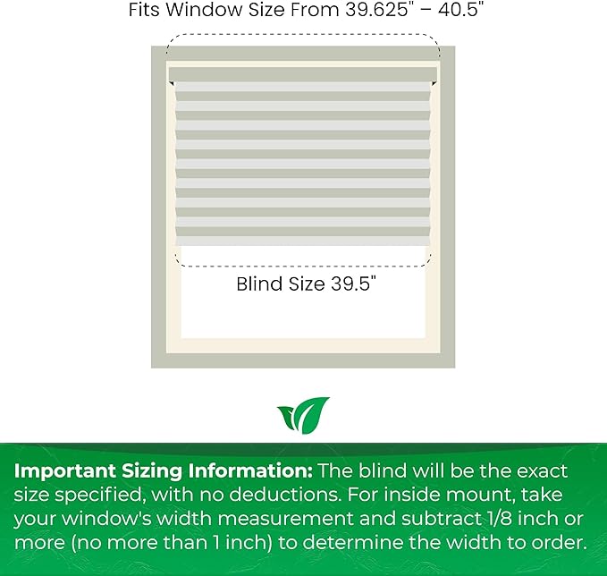 CALYX INTERIORS Blackout Cellular Honeycomb Shade, Cordless, 3/8" Single Cell, 39.5" W x 60" H, Blackout White