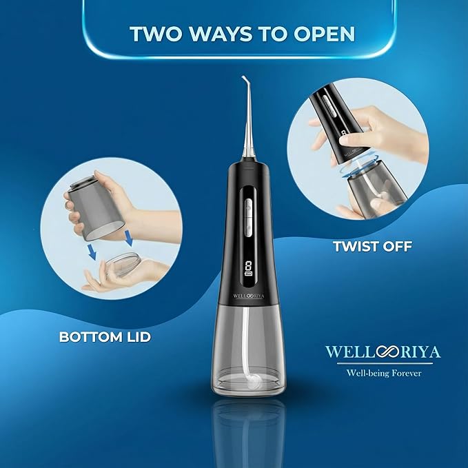 Cordless Water Flosser for Teeth – 300mL Large Tank, 9 Pressure Levels, LED Display, USB-C Rechargeable, IPX7 Waterproof Dental Oral Irrigator for Home & Travel (Black)