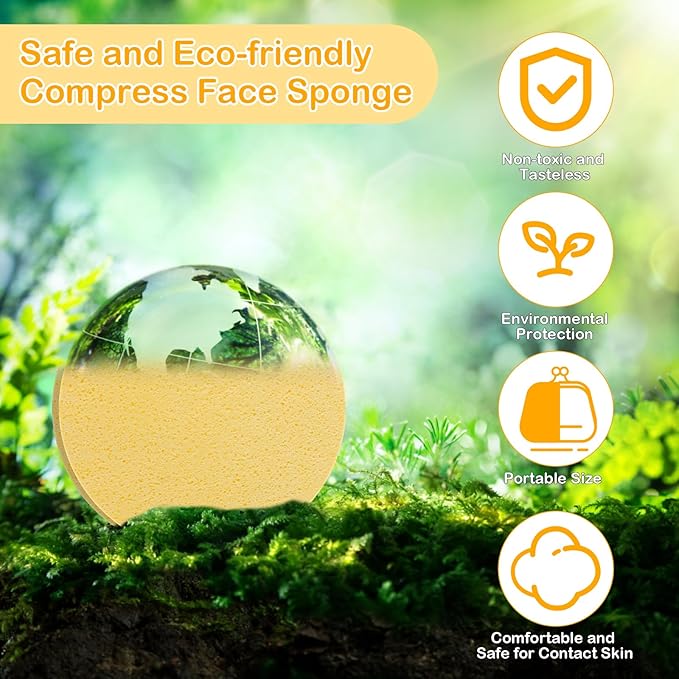 84 Pcs Facial Sponge Compressed, Luxiv Face Cleansing Sponge for Estheticians Compressed Makeup Sponge Round Wash Face Sponges for Women Compress Exfoliating Removal Sponge (Yellow)
