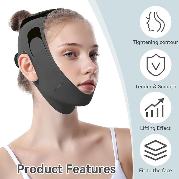 Chin Strap for Sleeping, V Line Lifting Mask & Double Chin Reducer, Reusable Material for Jawline Face Slimming, 3D Breathable and Comfortable Design