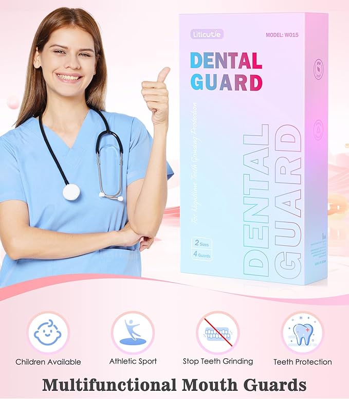 Mouth Guard for Grinding Teeth at Night, Mouth Guard for Sleeping, Mouthguards for Grinding of Teeth, Night Guards for Teeth Grinding, with 2 x 5X Mirror Case (4 Pack/2 Size)