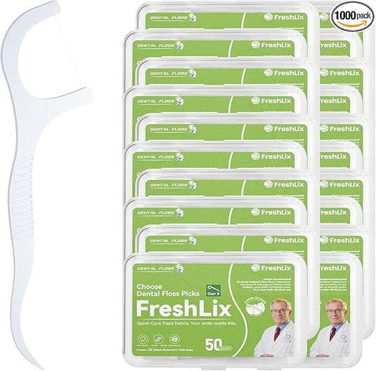 Dental Floss Picks 1000 Count Tooth Picks Flossers Gen 5 Toothpicks Sticks to Remove Plaque & Protect Gingivae for Adults & Kids Teeth Cleaning