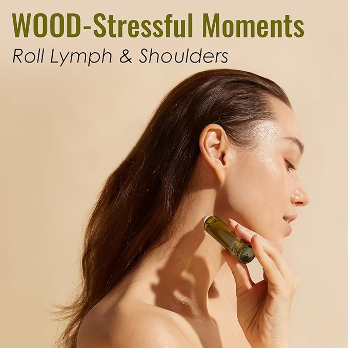 MATRUM Detox & Stress Relief Blend Essential Oil Roller, 100% Pure Woody Floral Aromatherapy Oil for Stress & Tension Relief, Detox and Revitalize, Wood Roller, 0.5 Fl Oz