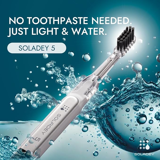 Soladey5 Ionic Toothbrush, Black, Large Solar Panels and TiO2 Semiconductor, You can Brush Without Toothpaste