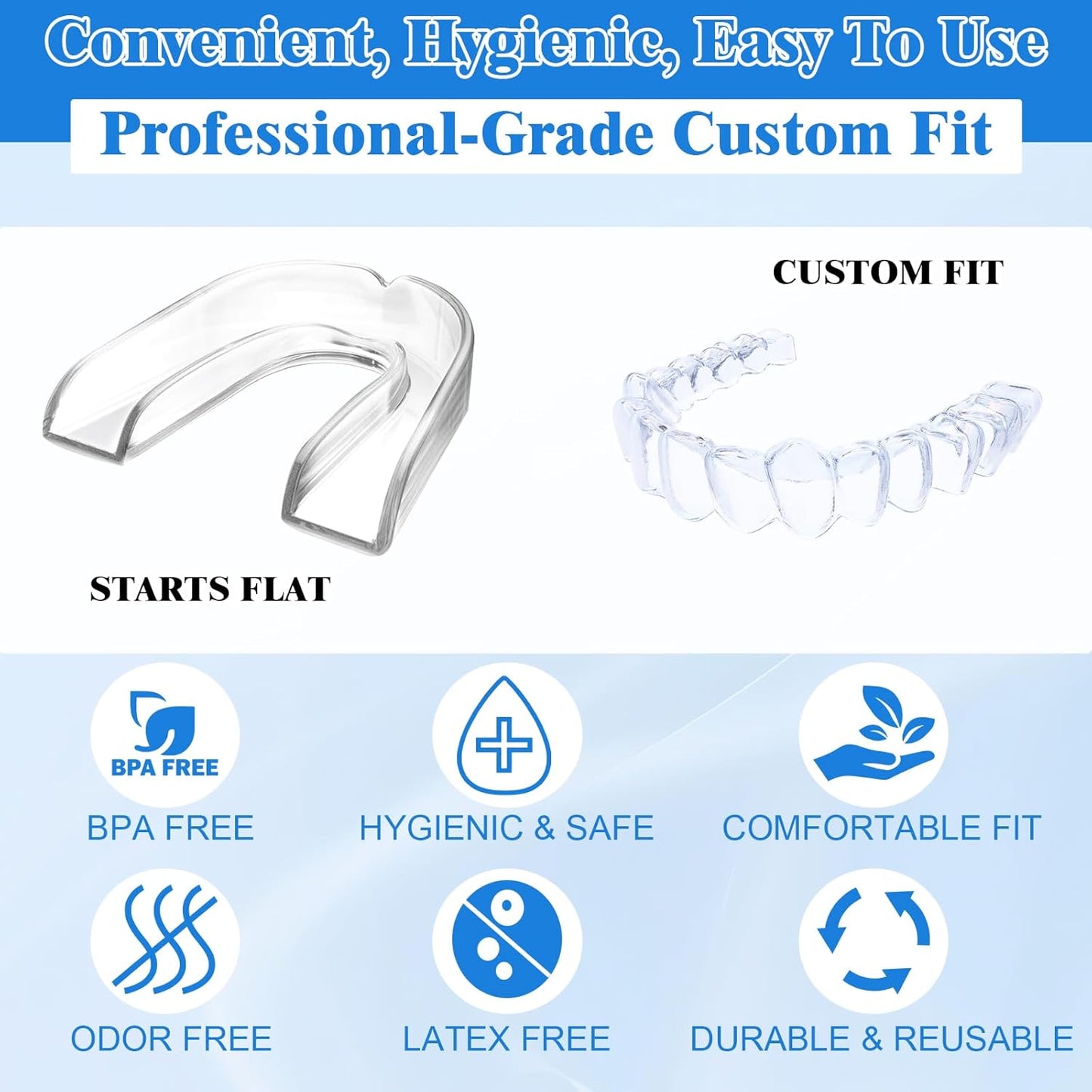 Xoyeie Night Guard for Teeth Grinding – Boil-and-Bite, Custom Fit, Food-Grade EVA, 6-Pack, Adults