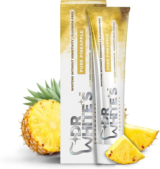 Dr. White’s Fruit by Design™ Line — Pure Pineapple Fluoride-Free Nano-Hydroxyapatite Toothpaste, 3.5 oz | Mint-Free | Dentist-Formulated | Enamel-Identical Mineral Care