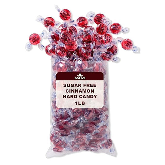 Sugar Free Cinnamon Hard Candy- 1lb Bulk Sugarless Candy Disc, Cinnamon Discs Individually Wrapped Keto And Diabetic Friendly, for Parties & Holidays by ASOZI