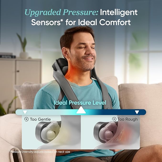 Etekcity Cordless Neck Massager for Pain Relief Deep Tissue, Shiatsu Shoulder Massager with Heat, Massage Tools for Back, Trapezius, Lymphatic Drainage, Relaxation Therapy for Him&Her,Women,Men,Cadeo
