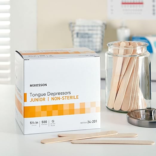 McKesson Tongue Depressors Adult Size, Non-Sterile, Wood, Unflavored, Splinter-Free (5000, 5.5")
