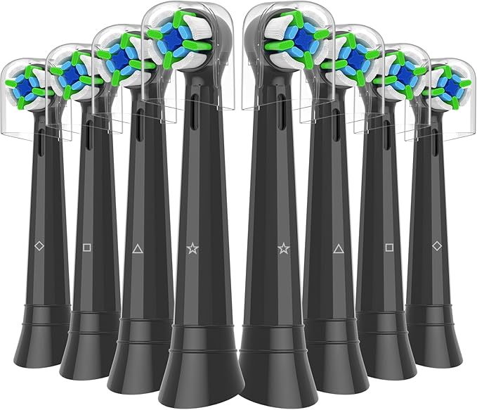 Replacement Heads Compatible with Oral B iO Electric Toothbrush, Replacement Toothbrush Heads Fit for Oral-B iO 2/3/4/5/6/7/8/9/10 Series Toothbrush, 8 Packs (Black)