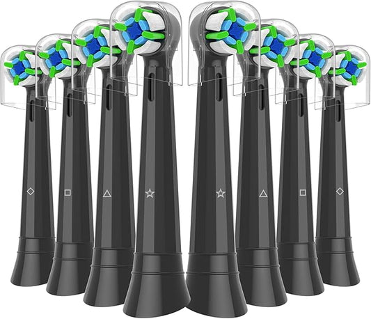 Replacement Heads Compatible with Oral B iO Electric Toothbrush, Replacement Toothbrush Heads Fit for Oral-B iO 2/3/4/5/6/7/8/9/10 Series Toothbrush, 8 Packs (Black)