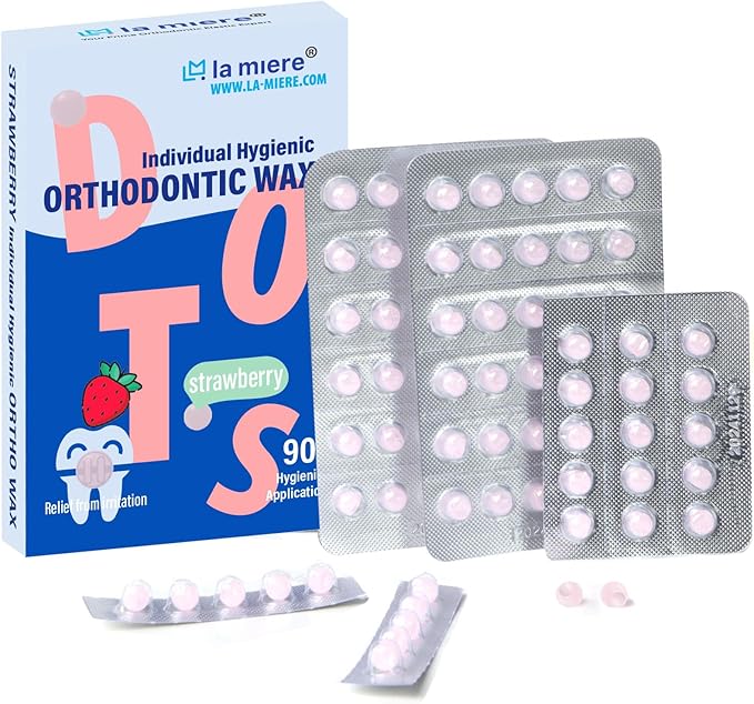 LA MIERE Orthodontic Wax for Braces Wax Dots 90 Individual Hygienic Packaging Dental Wax Strawberry