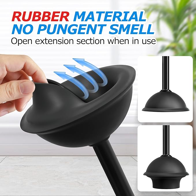 3Pack 2 in 1 Toilet Brush and Plunger Set, Extended Handle Plunger,Toilet Bowl Brush Plunger Set,Bathroom Cleaning Tools,Toilet Brush Plunger Combo,Cleaning Brush,Cleaning Supplies (21inch)