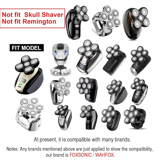 Universal Blue 6 Blades Shaver Replacement Heads for Head Shaver