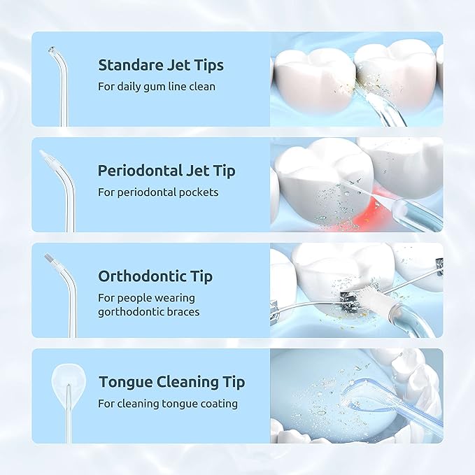 SYNHOPE Water Flosser Mini Cordless Portable Oral Irrigator Water Teeth Cleaner Pick, Telescopic Water Tank, 3 Modes & IPX7 Waterproof, Home & Travel Water Flossers for Teeth, Braces Bridges Care