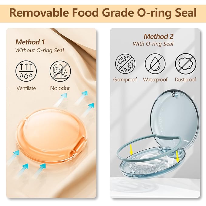 Retainer Case 2 Pack, Compatible with Invisalign, Slim Mouth Guard & Aligner Holder, Durable Portable Retainer Box with Easy Open Magnetic Closure for Travel, Adults & Teens
