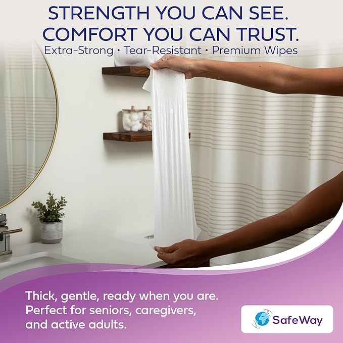 SAFEWAY USA Adult Wipes Disposable — Multi-Purpose & Alcohol-Free, Preferred by Caregivers for Seniors & Incontinence Solution, Aloe-Infused, Ideal for Sensitive Skin — Extra Large, 24 Pack 1200 pcs.