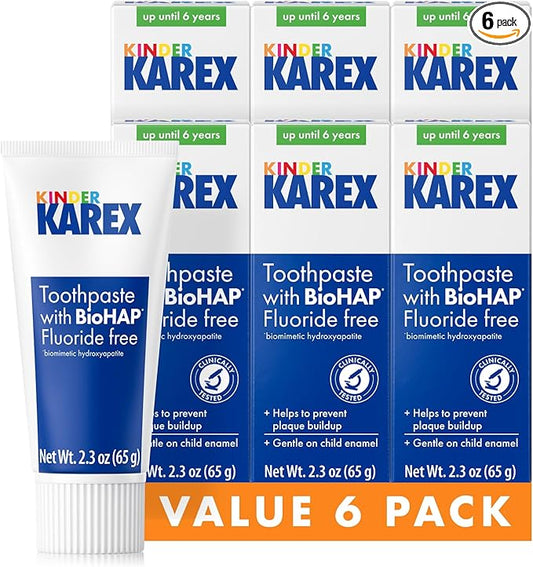 Kinder Karex Hydroxyapatite Kids Toddler Toothpaste 2.3 Ounce (Pack of 6), Fluoride Free