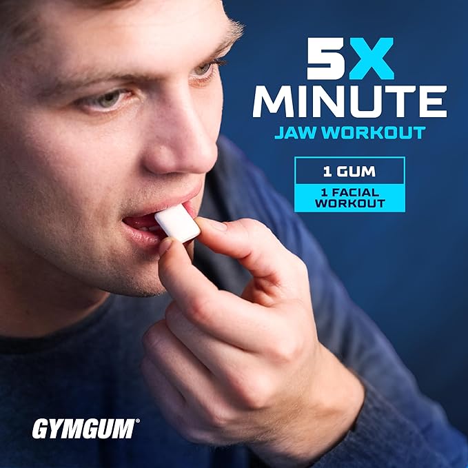 Gymgum Jawline Gum | Hard Chewing Gum For Jaw Strength | Train Your Facial Features - Mewing Jaw Gum | Ultimate Jawline Exerciser | 0 Calories & Sugar Free Hard Gum (Arctic Mint, 40 Count)
