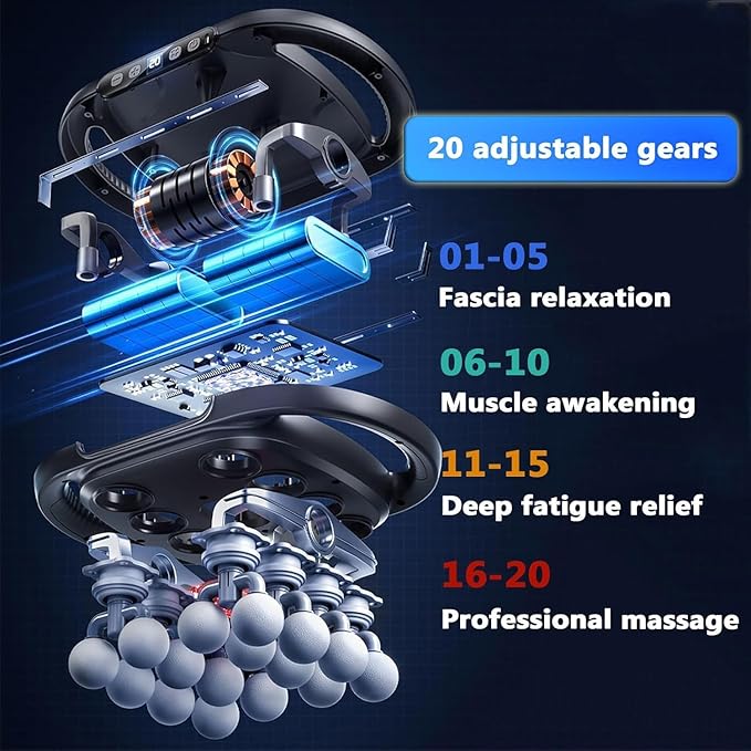 16-Head Massage Gun Set, Deep Tissue Percussion Muscle Massager with 20 Speeds & 9 Modes, Quiet Massage Gun for Back, Neck, Shoulders, Legs, Foot, Full Body Pain Relief & Relaxation