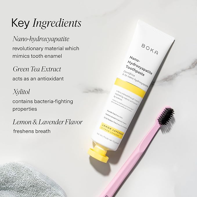 Boka Fluoride Free Toothpaste, Nano Hydroxyapatite Toothpaste, Appropriate for Sensitive Teeth - for Adult, Kids Oral Care - Lemon Lavender Flavor, 4 Fl Oz 1Pk US Manufactured
