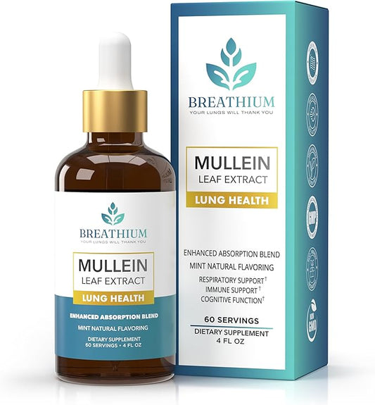 4-in-1 Mullein Drops for Lungs & Gut Health – Liposomal Mullein Leaf Extract, Sunflower Lecithin & Choline for Immune, Digestive, Allergy & Mucus Relief – Made in USA – 4oz Peppermint