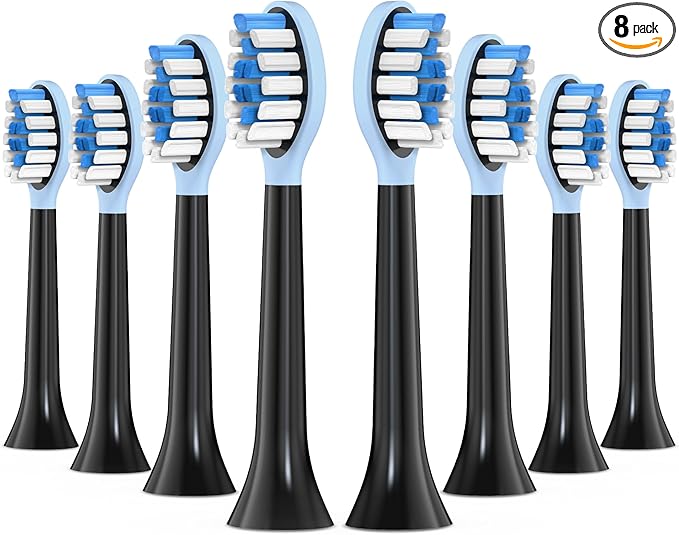 Replacement Toothbrush Heads for Philips Sonicare Electric Toothbrush, 2-in-1 Tongue Cleaner, 8 Pack, Ice Blue,Suitable for Philips Sonicare Heads, C2, C1, C3, W1, W2, W3, G1, G2, G3