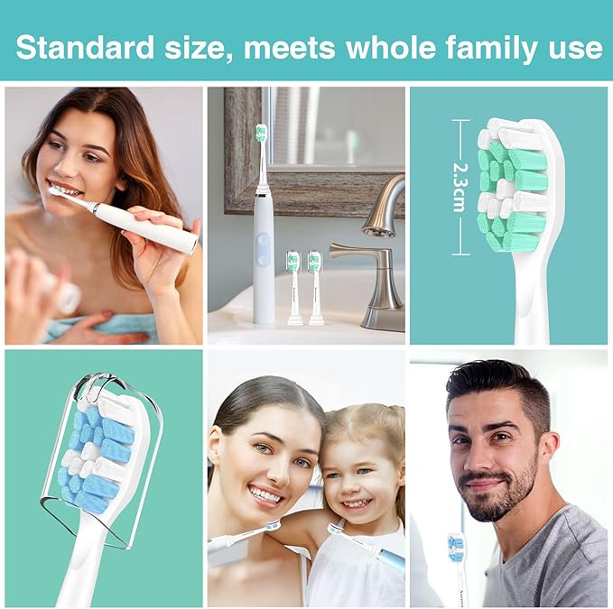Toothbrush Replacement Heads for Philips Sonicare C2 Plaque ProtectiveClean 5300 6100 4100 DiamondClean Smart 9300 9900 ExpertClean 7500 Click-on Handles Electric Toothbrushes, 10 Count