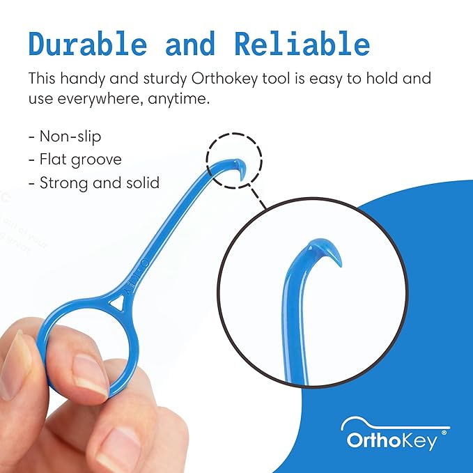 OrthoKey Aligner Remover - Versatile Clear Aligner & Retainer Removal Tool - Hygienic Invisalign Remover, Denture Grabber - Portable & Durable, Fits Dental & Aligner Cases - (Blue, 1-Pack)