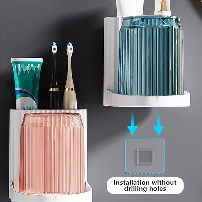 Green Toothbrush Holder, Dust Proof Toothbrush Organizer with Ventilation, Toothpaste Holder Set for Bathroom Organization, Heimdekor