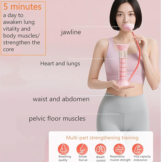 Digital Breathing Dumbbells with Adjustable air holes, Load Bearing Breathing Training Device, Abdominal Breathing Capacity,Slimming Belly, Breathing Resistance Training Dumbbells (Pink)