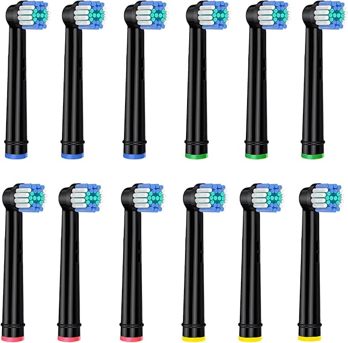 Replacement Heads for Oral B,12 Pack Soft Electric Toothbrush Heads,Deep and Precise Cleaning for Oral B Braun Pro1000/1500/7500/3000/7000/8000/500 (Black)