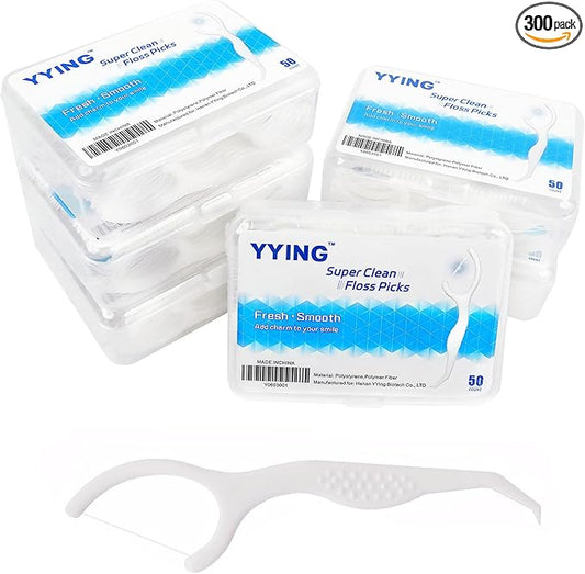 Dental Floss Picks 300 Count,Travel Floss Picks Extra Strong Flosser Professional Tooth Picks Flossers with Portable Case,Toothpicks Floss Sticks for Teeth Cleaning and Oral Care,Unscented
