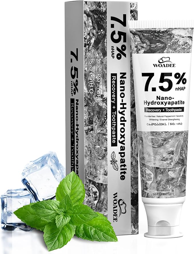 Woadee Nano Hydroxyapatite Toothpaste for Advanced Enamel Protection, Fluoride Free Toothpaste-Appropriate for Sensitive Teeth-for Adult, Kids Oral Care - Fresh Breath,4.23 oz 1P