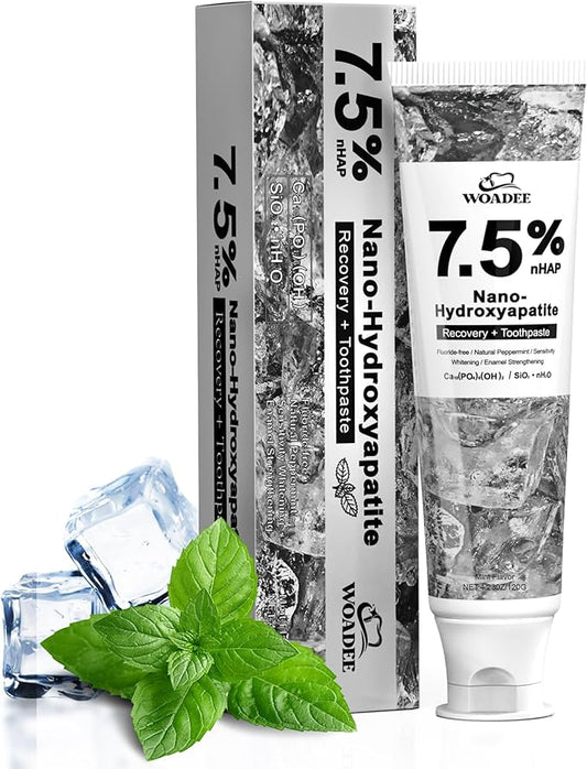 Woadee Nano Hydroxyapatite Toothpaste for Advanced Enamel Protection, Fluoride Free Toothpaste-Appropriate for Sensitive Teeth-for Adult, Kids Oral Care - Fresh Breath,4.23 oz 1P
