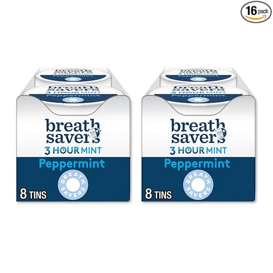 Peppermint Breath Mints Sugar Free 16 Pack (1.27 oz Each) – Freshening Tints for Travel, Office, On-the-Go