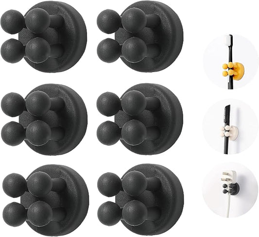 6pcs Silicone Toothbrush Holder, Waterproof Multi-Functional self-Adhesive Hook, for Hanging Keys and Towels, Suitable for Kitchen, Bathroom and Office
