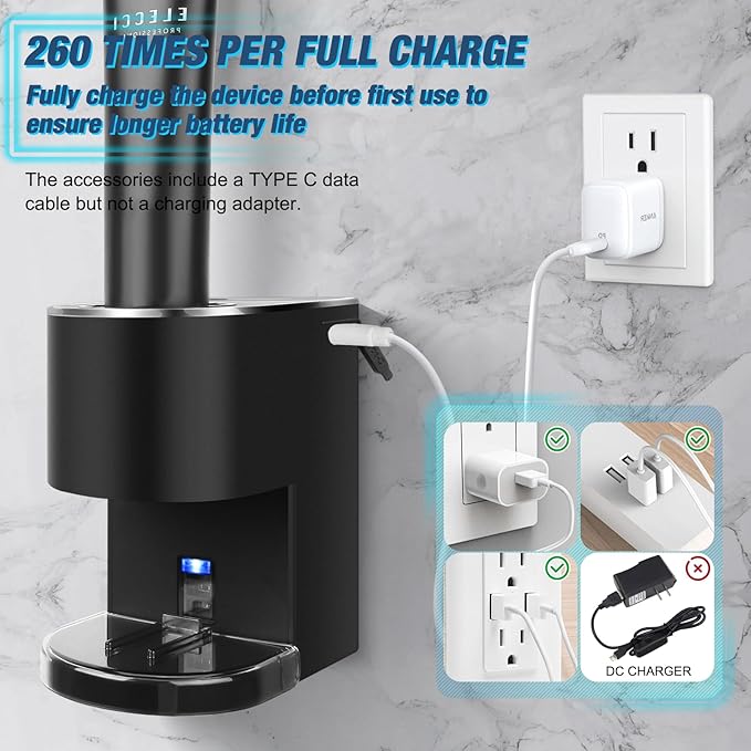 Automatic Toothpaste Dispenser Wall Mounted: Black Electric 6 Adjustable Levels Auto Toothpaste Squeezer Smart Rechargeable Touchless for Kids Adults - Bathroom - Replaceable Parts