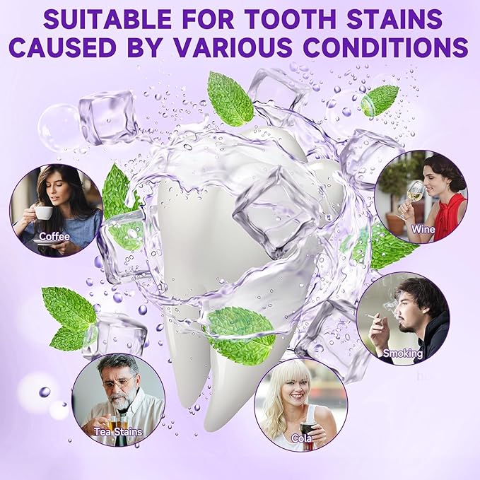 Purple Toothpaste for Teeth Whitening, Teeth Whitening Toothpaste, Tooth Stain Removal, Tooth Stain Removal Colour Corrector - 1 Fl Oz (Pack of 2)