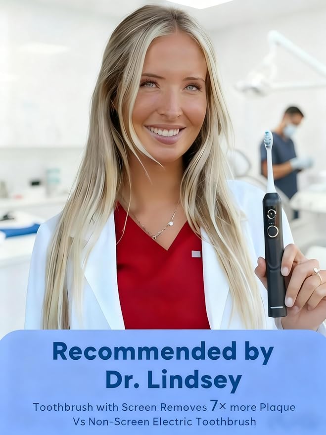 SAKYPRORAL Electric Toothbrush with AI Smart Screen for Adults Kids Teens | 6 Brush Heads | 150-Day Battery, Real-Time Brushing Map | 5 Whitening Modes, Travel Case | Sonic Toothbrush (Pink)