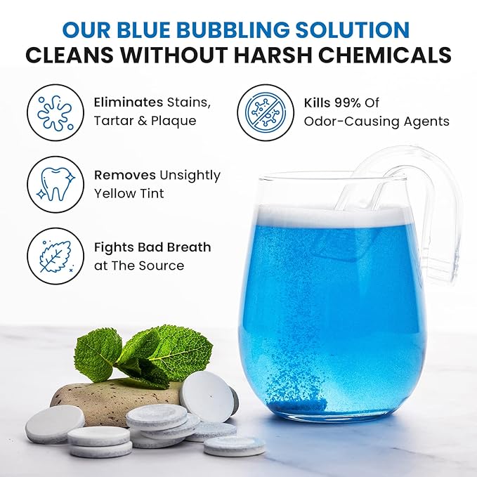 36 units Retainer Cleaner and Denture Cleaning Tablets - Mouthguard Cleaner and Denture Cleaner Tablets Remove Plaque, Odors and Stains from Aligners, Night Guard and Removable Dental Appliances.
