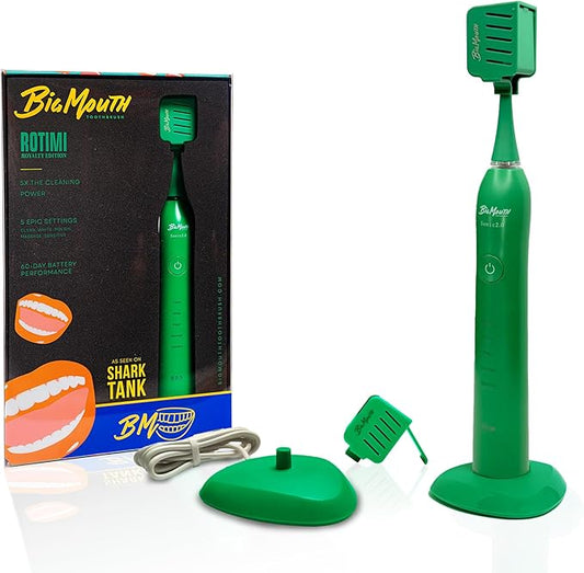 BIG MOUTH TOOTHBRUSH Dr Bobbi Electric Toothbrush for Adults Ultrasonic Rechargeable Toothbrush with 5 Cleaning Modes & 2-Minute Smart Timer Retains 42-Day Battery Travel-Ready Design – (Green)
