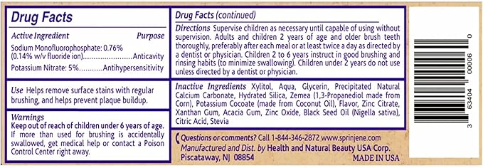 SprinJene Natural Sensitivity Relief Toothpaste with Fluoride – 2 Pack