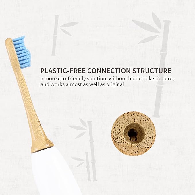 Bamboo Electric Toothbrush Heads, Plant-Based Soft Bristles Electric Toothbrush Replacement Heads, Compatible with Philips Sonicare (Light Blue)