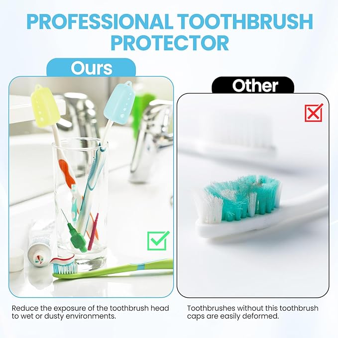 6 Packs Silicone Toothbrush Covers, Tooth Brush Cover Cap for Electric & Manual Toothbrushes, Toothbrush Travel Essentials