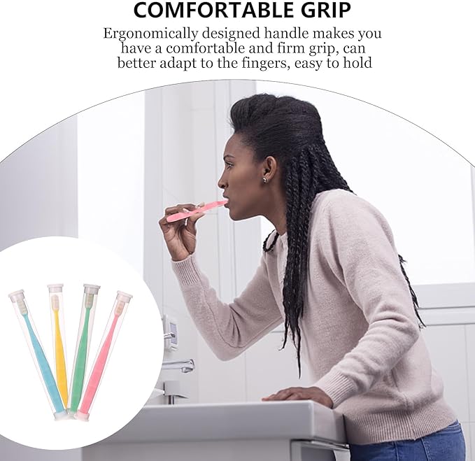 CHILDWEET 4pcs Micro-Nano Soft Bristle Toothbrushes for Fragile Gums Ergonomic Handle Oral Care Tool Ultra-Soft Brush Head for Sensitive Teeth Yellow Green Pink Blue