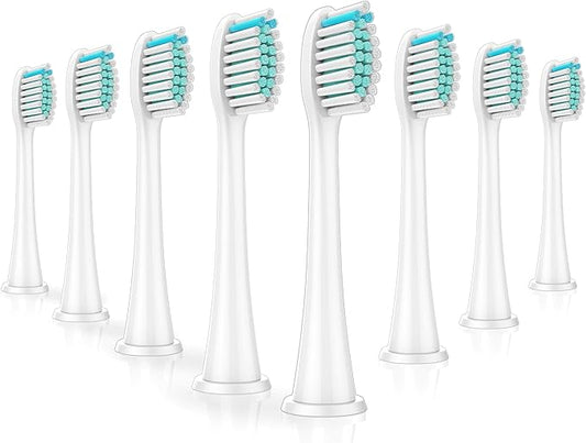 BUKURII Toothbrush Replacement Heads ONLY Compatible with Philips Sonicare Electric Toothbrushes,8PCS,White,for Sonicare Click on Brush Handles 1100 2100 4100 5100 6100, Refills for Protective Clean