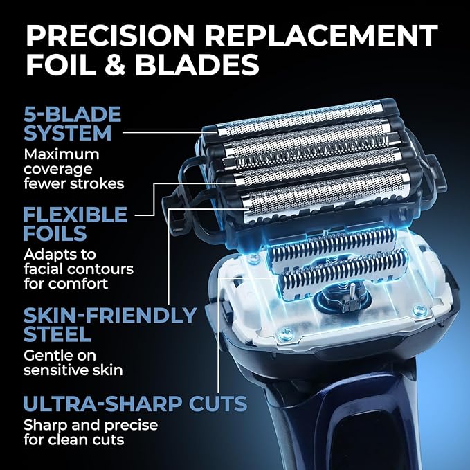 2-Pack Value Set Replacement Blades and Foil for Panasonic ARC5, Compatible with ES9032 WES9032P ES9034 ES9036, Fits Models ES-LV65 ES-LV67 ES-LV97 ES-LV9N ES-PV6A (+ 1 Cleaning Brush)
