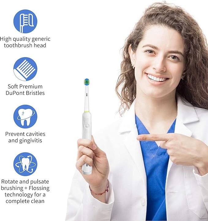 Replacement Toothbrush Heads Compatible with Braun Oral b 7000/Pro 1000/9600/ 5000/3000/8000/ and Smart Electric Toothbrush, 16 Pcs (White)